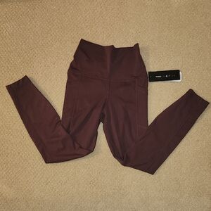 Yogaliciouse Lux  Burgundy High-Rise Leggings Small Size With 2 Side Pockets